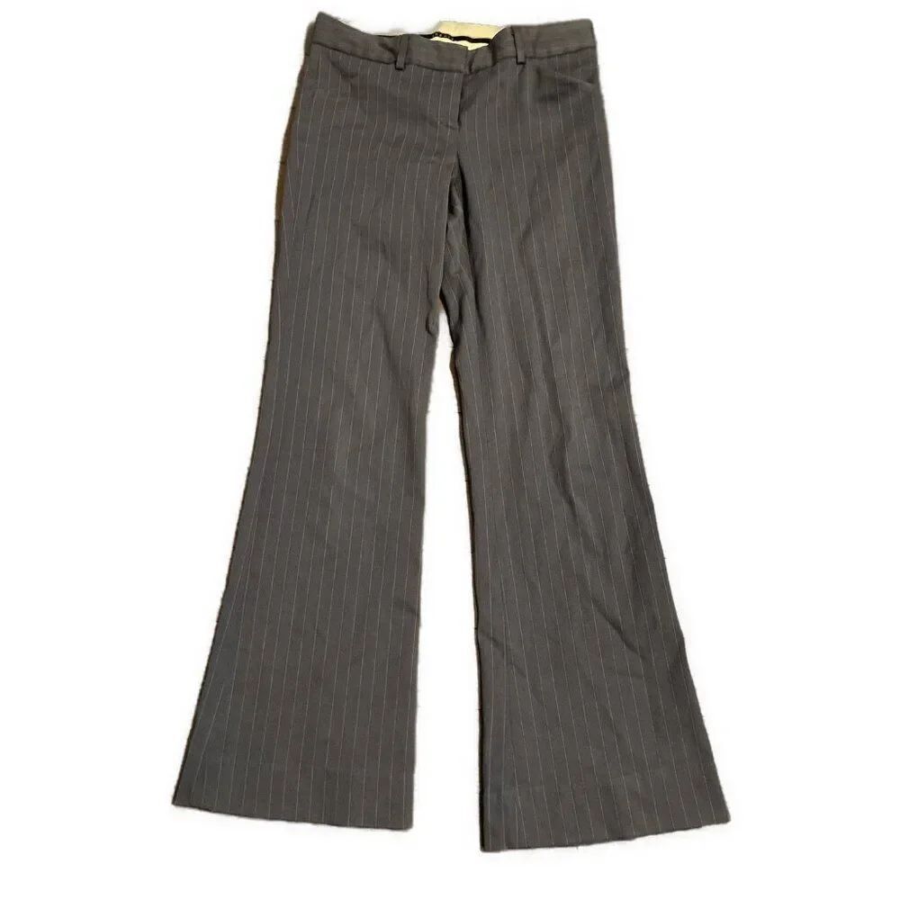 theory gray blue pin Stripe Low Rise Flare womens dress pants 2 Xs